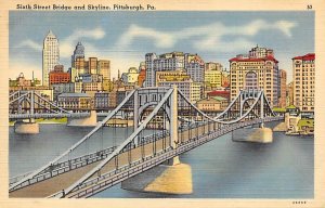 Sixth Street Bridge and Skyline Pittsburgh Pennsylvania, PA