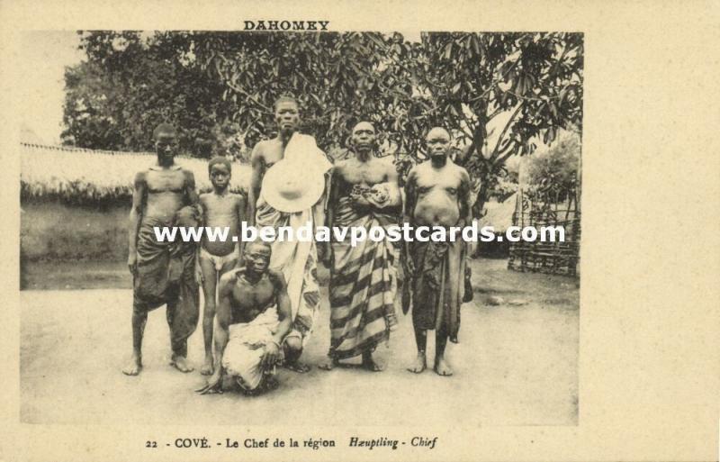 dahomey, COVÉ, Native Region Chief with Staff (1910s)