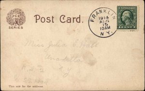 Sweet Little Girl & Her Sleeping Cat Kitten c1905 Postcard