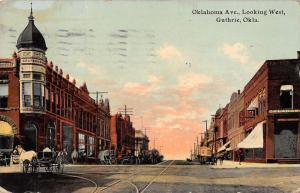 Guthrie Oklahoma Avenue Looking West Antique Postcard J39495