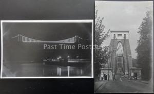 Bristol Suspension Bridge shows Original Toll Houses & at Night 2 x RP Postcards