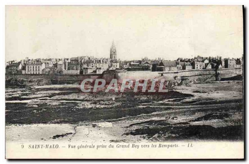 Old Postcard Saint Malo General view taken from Grand Bey to the Remparts