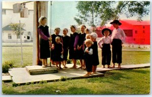 Amish Children at the old water pump, Greetings From The Penna. Dutch Country 