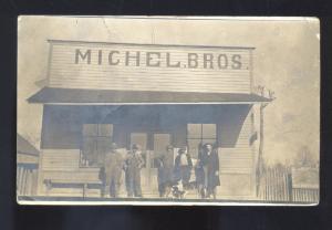 RPPC GLENNONVILLE MISSOURI MICHEL BROS. STORE FRONT REAL PHOTO POSTCARD MO.