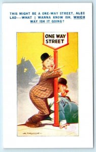 2 Bamforth Postcards COMICS Artist A. Taylor DRINKING & Toothless Smile