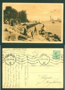 Denmark. Postcard 1914. The Little Mermaid Copenhagen,People,Toys,Ships.Posted