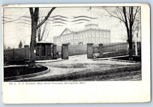 1906 Springfield Massachusetts Vintage Postcard US Arsenal State Street Entrance