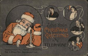 Connecticut Christmas Santa Claus Telephone Rates Advertising c1910 Postcard