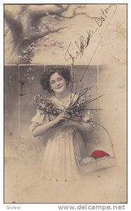 RP; Tinted; Woman with Easter Basket , PU-1908