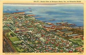 VA, Newport News, Virginia, Aerial View, Curteich  No. 9A-H1519