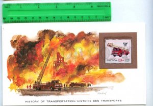 255237 PORTUGAL Snorkel fire engine card w/ mint stamp