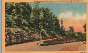 Vintage Postcard Highway Going South Over Red Mountain Birmingham Alabama AL