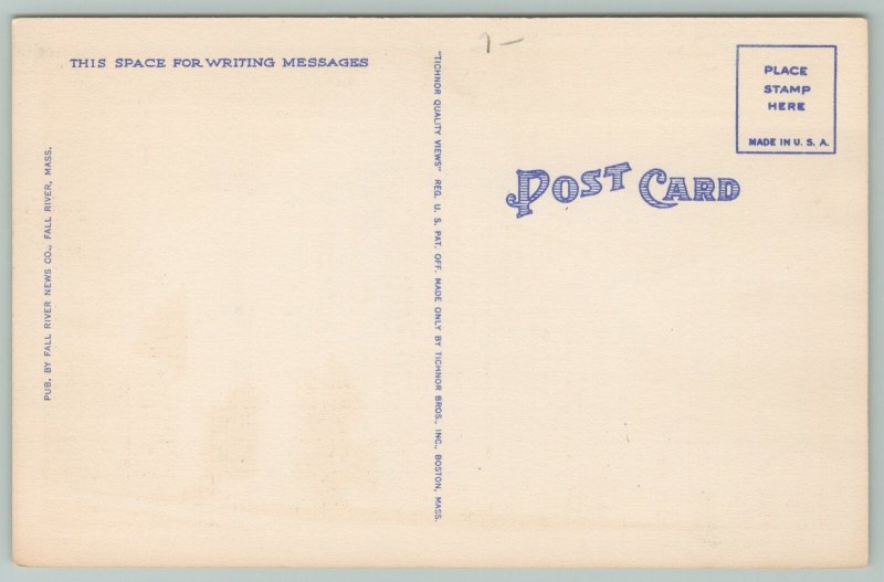 Fall River Massachusetts~State Armory~Front & Side View~1940s Linen Postcard