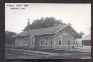 RPPC REPUBLIC MISSOURI RAILROAD DEPOT TRAIN STATION REAL PHOTO POSTCARD