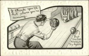 Bowling Series M.280 c1910 Postcard GUTTERBALL