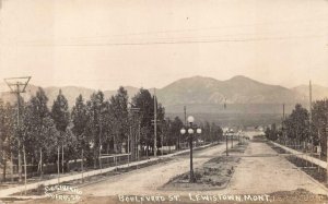 RPPC BOULEVARD STREET LEWISTON MONTANA REAL PHOTO POSTCARD (c. 1910)