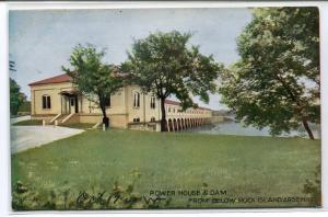 Power House Dam Rock Island Arsenal Illinois 1910c postcard