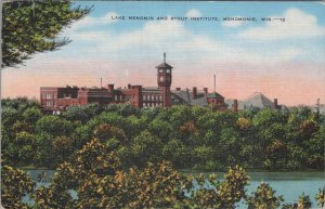 Postcard Lake Menomin and  Stout Institute Menomonie WI