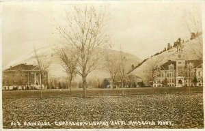1947 Missoula Montana Main Building Gymnasium Library RPPC Postcard 25-12318