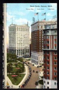 Michigan DETROIT Park Circle Whitney Bldg Statler Hotel Tuller Hotel old cars DB