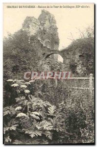 Old Postcard Chateau de Fougeres ruins of the Tower of 12th Coetlogon