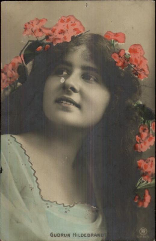 German Dance Artist Gudrun Hildebrandt c1910 Tinted Real Photo Postcard