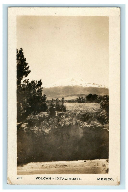 1935 Volcano Iztaccihuatl Mountain Peak Mexico RPPC Photo Postcard