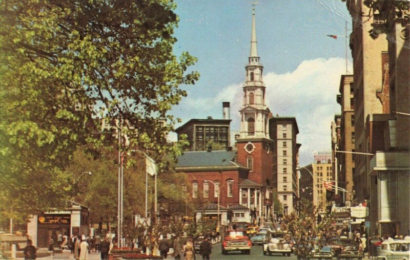 Postcard Tremont Street and Boston Common Mall Massachusetts