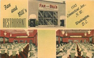 Postcard Washington DC Fan & Bill's Restaurant interior entrance MWM 23-7020