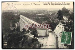 Old Postcard Roquefavour The top of the aqueduct