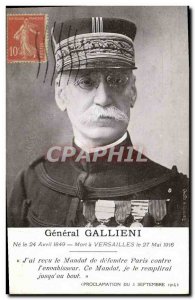 Postcard Former Army General Gallieni Death Versailles