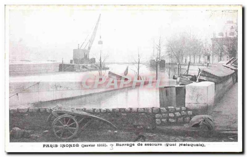 Old Postcard Paris Dam Floods Relief Quai Malaquais