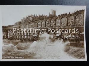 Kent RAMSGATE Rough Sea showing THE WHITE STAR - Old RP Postcard