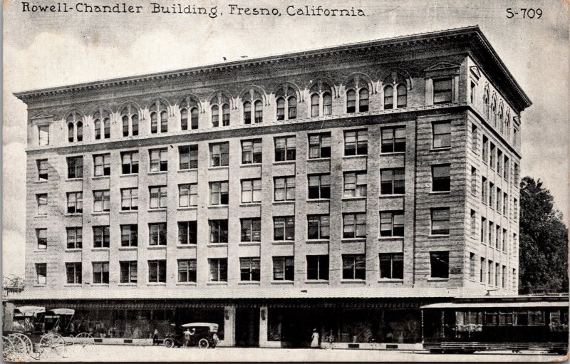 Fresno CA Rowell-Chandler Building Postcard used 1921