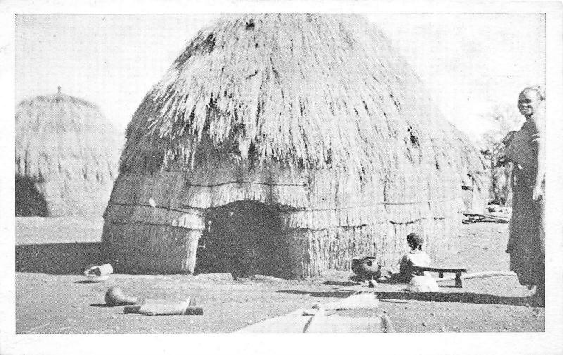 br104398 swaziland south africa hut  africa real photo