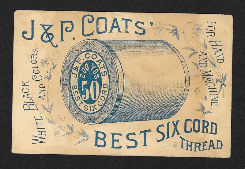 VICTORIAN TRADE CARD Coats' Thread Girl Winter Cape