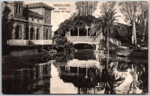 Barcelona Spain Parque Puente Del Lago Attractions Antique Postcard
