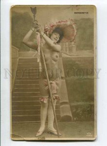 3060478 NUDE Lady BERGERETTE old PHOTO Tinted Crown