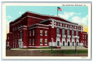 Shreveport Louisiana LA Postcard City Auditorium Building Exterior c1940's Cars