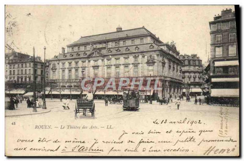 Old Postcard Rouen Tramway Theater Arts