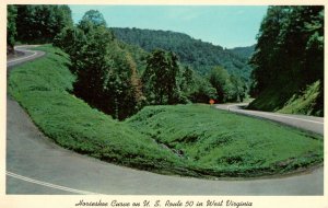 VINTAGE POSTCARD HORSEHOE CURVE NEAR GRAFTON AND CLARKSBURG WEST VIRGINIA CHROME