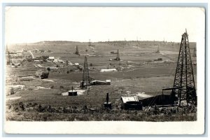 c1910's Oil Well Pump Field Countryside View Kansas KS RPPC Photo Postcard