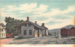 Enfield MA Quabbin Town Railroad Station Train Depot Postcard