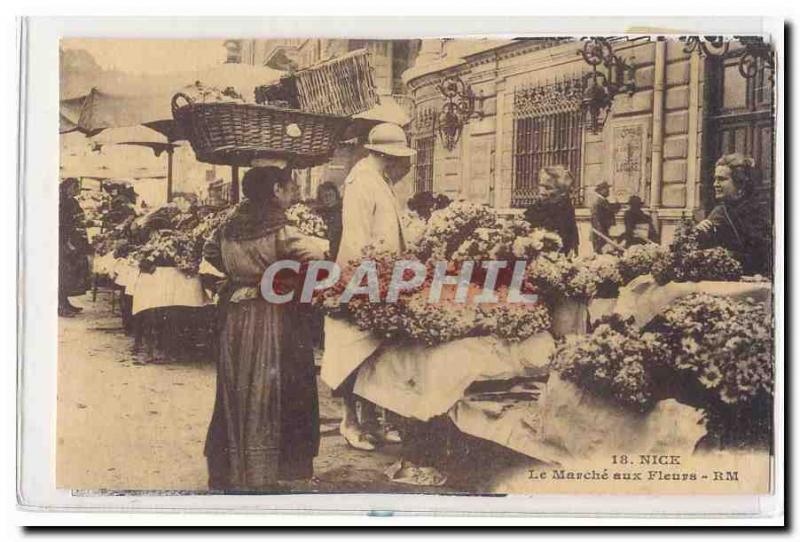 Nice Old Postcard The flower market TOP