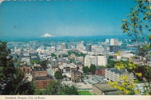 Oregon Portland City Of Roses Skyline Aerial View 1973