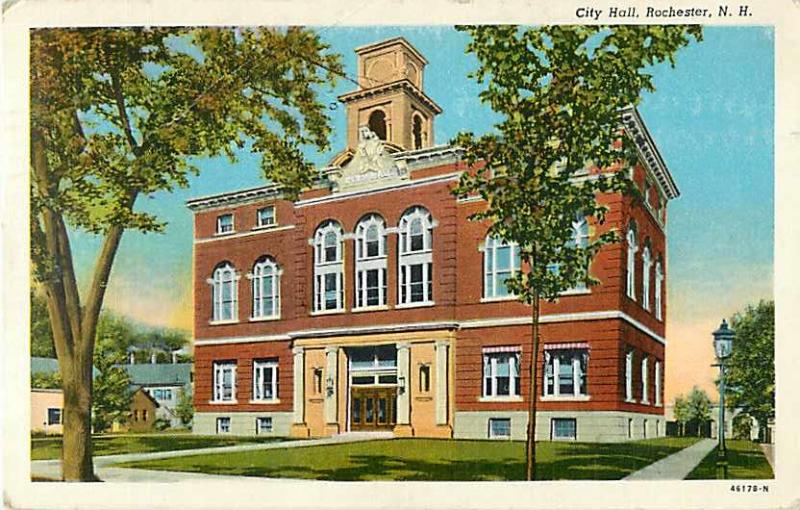 City Hall Rochester NH New Hampshire 1946 Linen