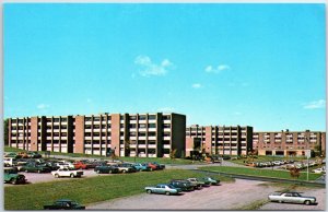 VINTAGE POSTCARD CLASSIC CARS AT THE HARRIS AND MILLIS HALLS & RESIDENCES U OF V