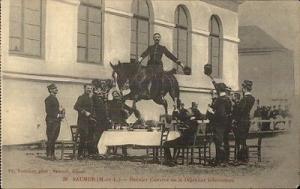 Saumur France - Horse Jumping Over Men at Dinner Table c1...