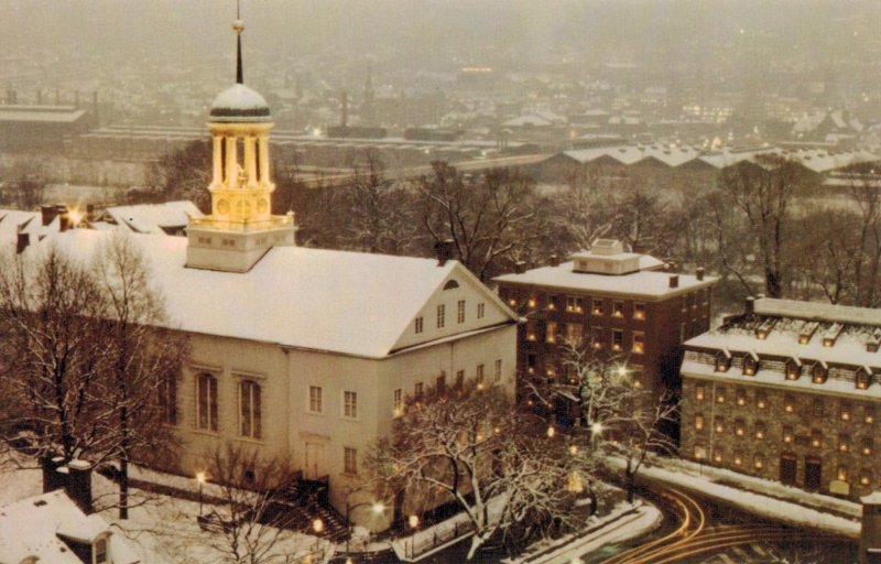 The Christmas City Central Moravian Church,  Christmastime Bethlehem PA Postcard