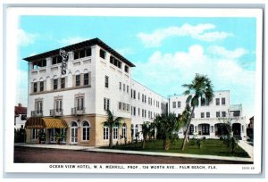 Palm Beach Florida Postcard Ocean View Hotel W.A Merrill Prop Worth Ave. c1940